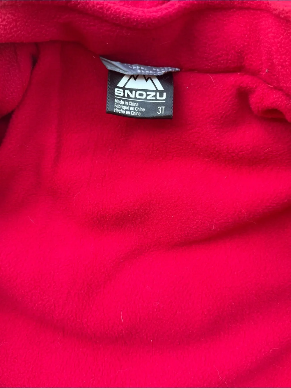 Snozu Toddler Boys Hooded Puffer Jacket Gray Red Fleece Lined Winter Coat 3T